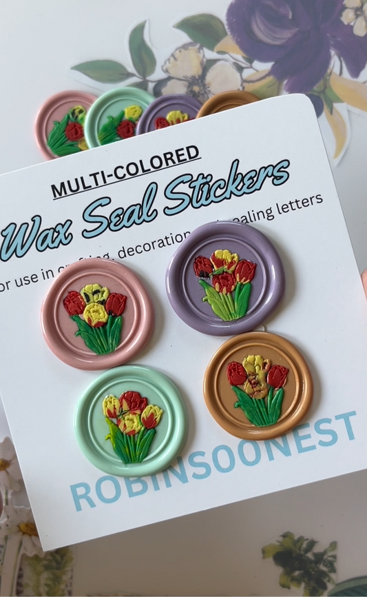 4-Wax Seal Stickers- Flower Bouquet