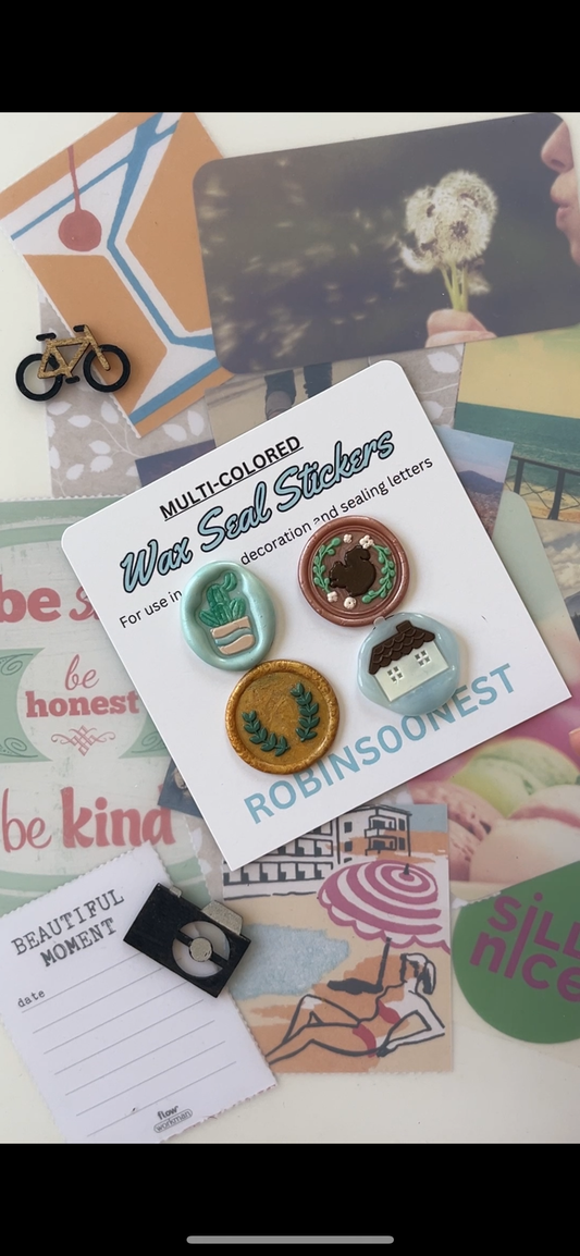 4 Pack Multicolored Wax Seal Stickers